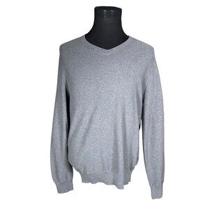IZOD Men's Grey V-Neck Cotton Long Sleeve Sweater Sweatshirt Medium